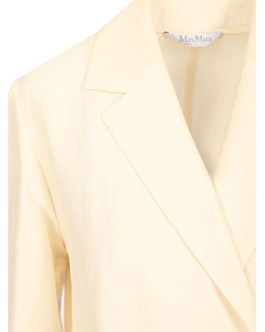 Max Mara Linen And Silk Canvas Overcoat in Natural | Lyst