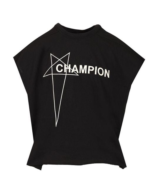 Rick Owens X Champion Black Cropped T-shirt