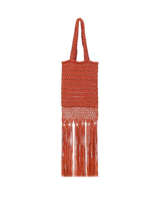 Alanui Red Ray Of Light Knitted Tote Bag