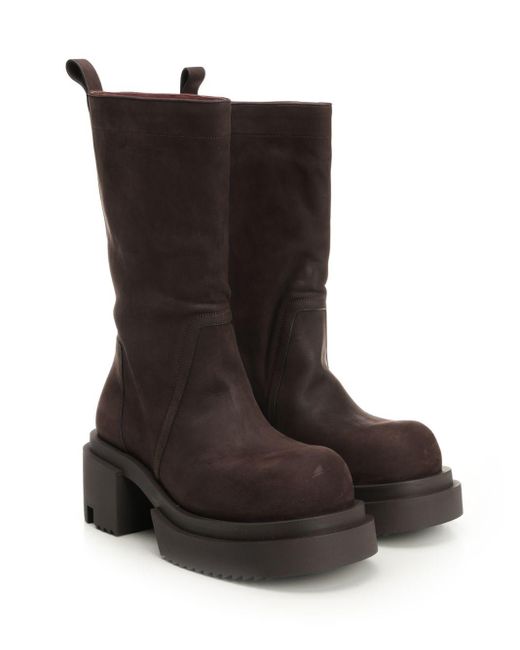Rick Owens Brown Suede Pull-on Boots