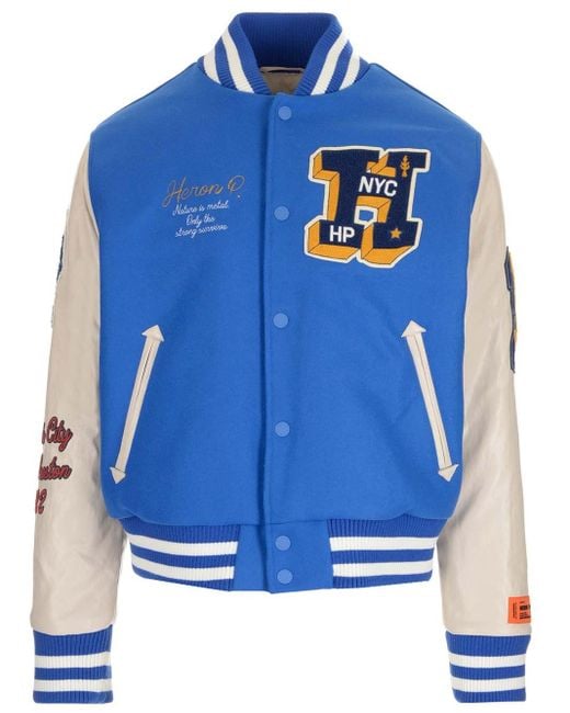Heron Preston Royal Blue Varsity Jacket for Men Lyst Canada