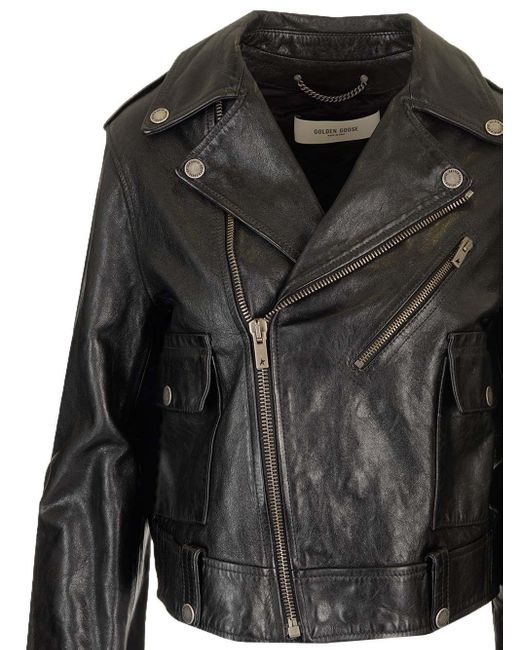 GOLDEN GOOSE DELUXE BRAND ライダース ジャケット Golden Goose Leather Biker Jacket in Black | Lyst