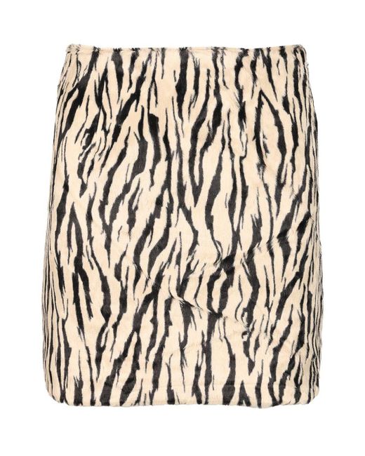 ROTATE BIRGER CHRISTENSEN White Printed Faux Fur Skirt