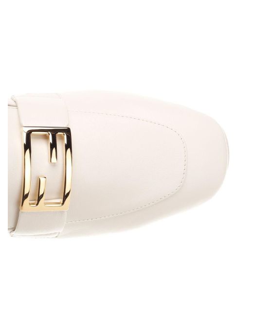 Fendi White "baguette" Loafer With Ff Motif