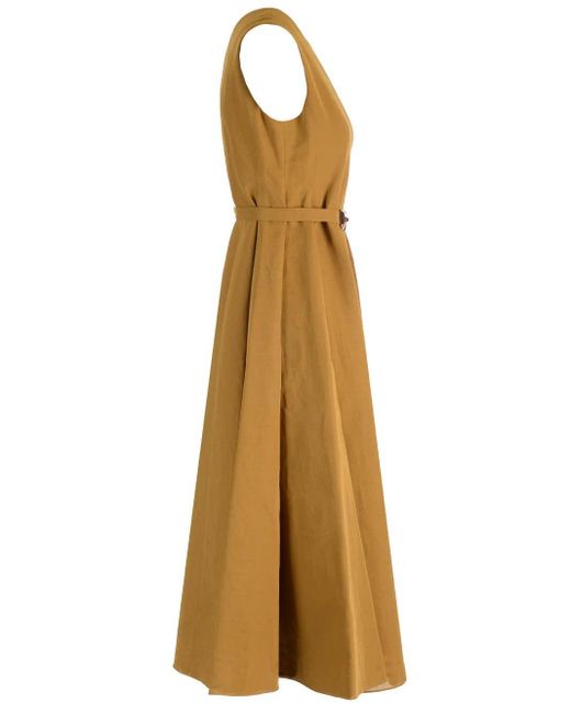 Max Mara Natural "amelie" Linen And Cotton Dress