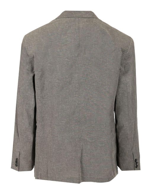 Barena Gray Single Breasted Jacket Linen Blend for men