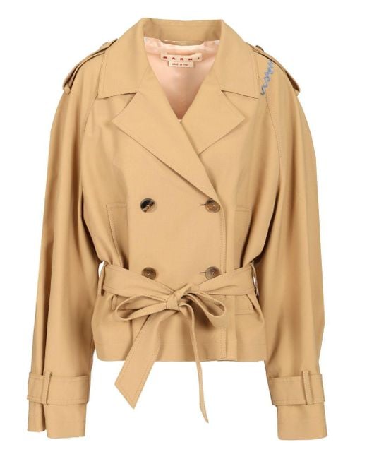 【関税&送料込】Marni Short Trench Coat With Belt Marni Short Trench Coat With Belt Jackets in Natural | Lyst