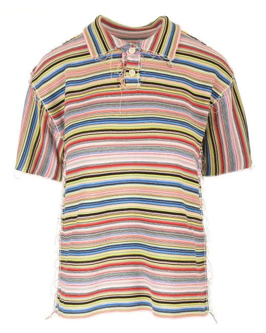 Maison Margiela Gray Striped Jersey Polo Shirt