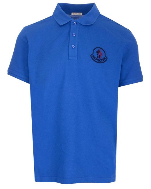 Moncler Cotton Royal Blue Polo Shirt for Men Lyst