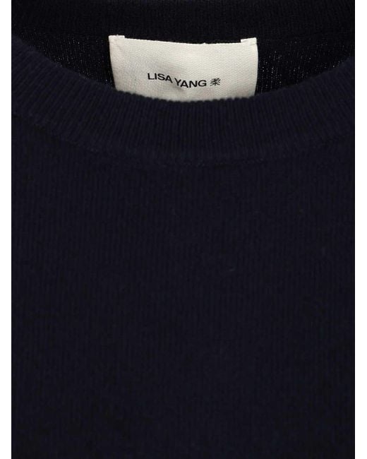 Lisa Yang Blue Short-sleeved Cashmere Top