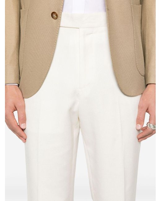 Lardini White Flamed Viscose And Silk Trousers for men