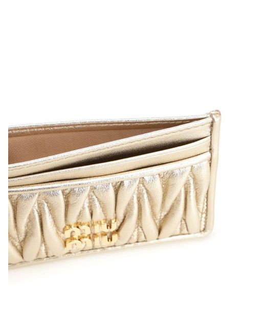 Miu Miu Natural Matelassé Card Case