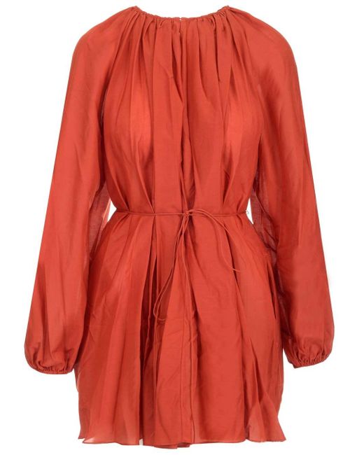 Matteau Cotton Wide Mini Dress in Red | Lyst