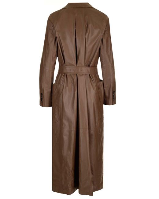 Max Mara Brown "aiello" Nappa Trench Coat