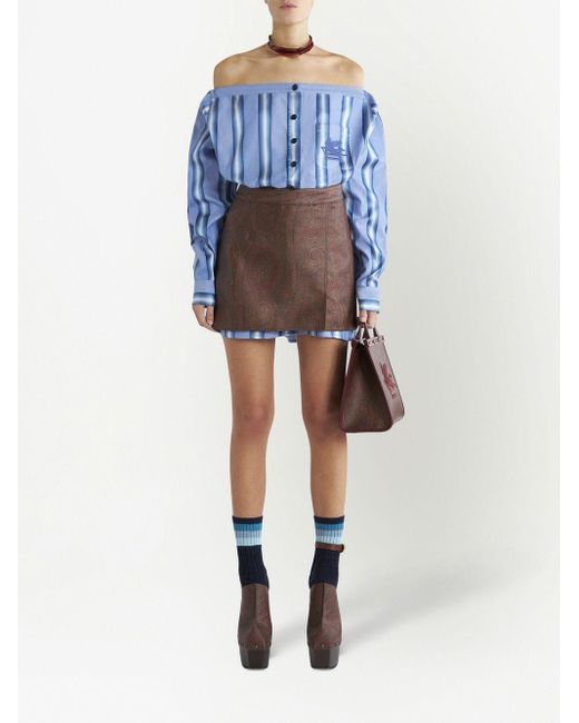 Etro Brown Paisley Print Mini Skirt