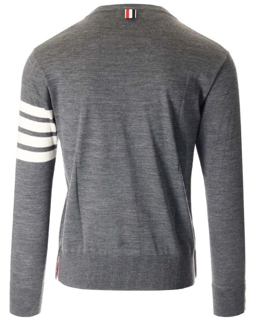 Thom Browne Gray 4-Bar Crewneck Sweater for men