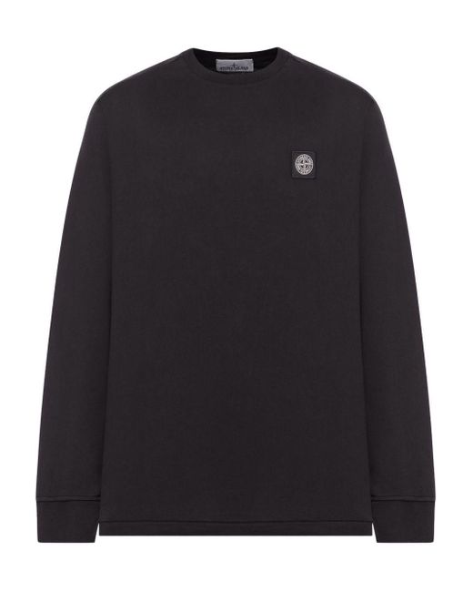 Stone Island Black Long-sleeved Cotton Jersey T-shirt