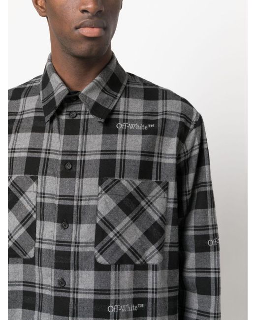 Off-White c/o Virgil Abloh Black Check Flannel Shirt for men