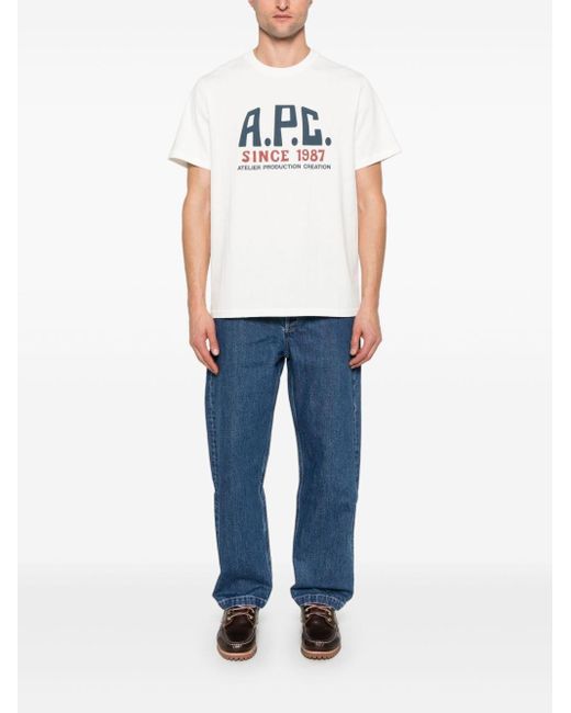 A.P.C. White Print Label T-Shirt