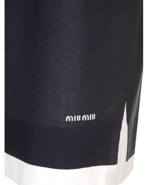 Miu Miu Blue Skirt With Double Layer