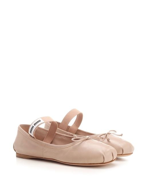 Miu Miu Pink Leather Ballet Flats