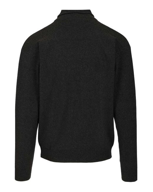 Lemaire Black High-neck Wool Sweater for men
