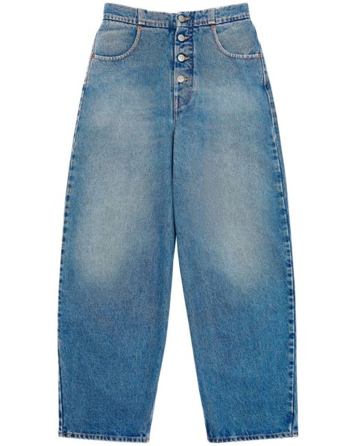 MM6 by Maison Martin Margiela Blue Wide-Leg Cotton Jeans