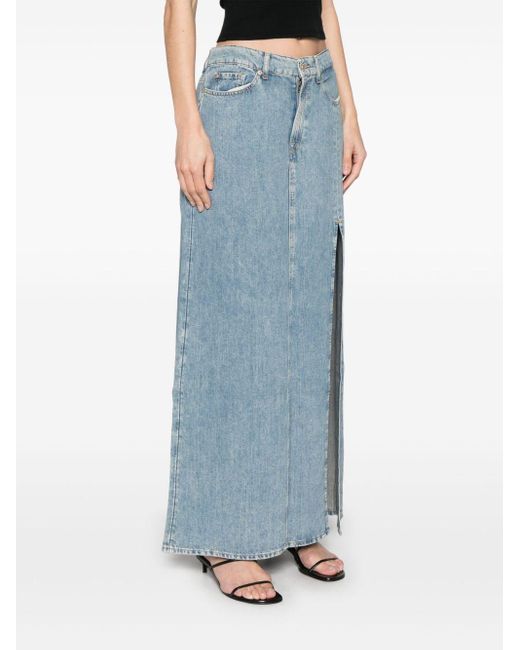 7 For All Mankind Blue Long Maxi Skirt Skirts Light