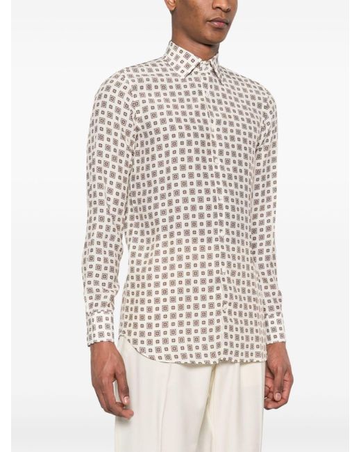 Gabriele Pasini White Shirt With Multicolour Pattern for men