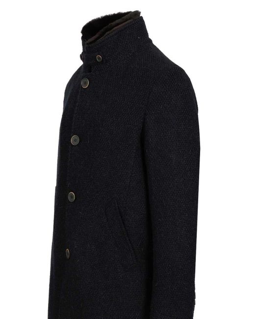 Al Duca D'aosta Blue Coat With Faux Fur for men