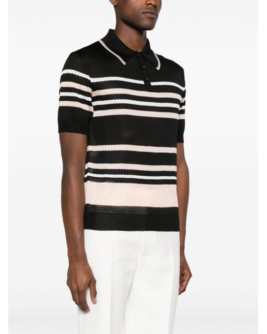 Amiri Black Striped Polo Shirt - Men's - Viscose for men