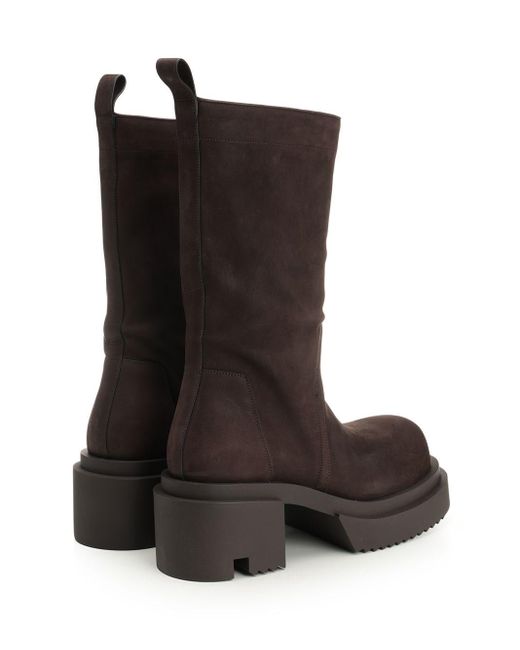 Rick Owens Brown Suede Pull-on Boots