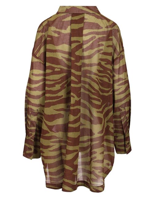 The Attico Brown Zebra Print Shirt