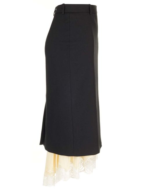 Balenciaga Black Midi Skirt With Lace Hem