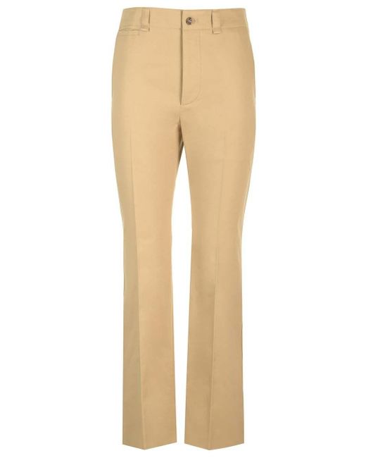 Saint Laurent Natural Cotton Drill Tailored Trousers