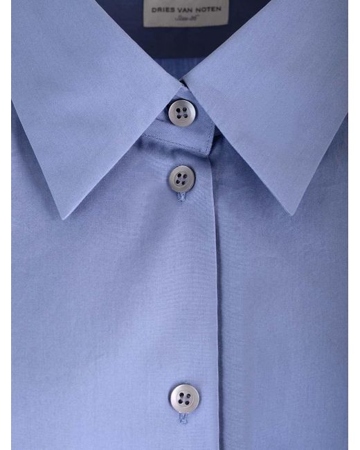 Dries Van Noten Blue Compact Poplin Shirt