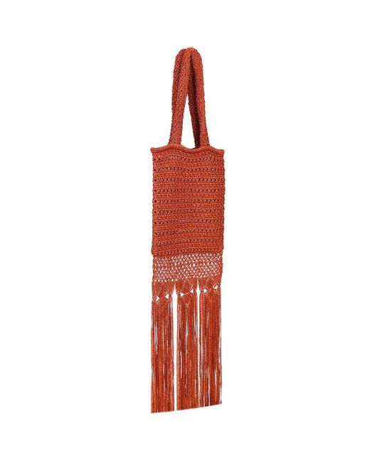 Alanui Red Ray Of Light Knitted Tote Bag