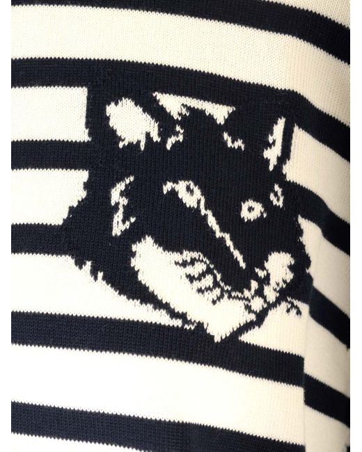 Maison Kitsuné Multicolor Striped Cardigan With Fox Embroidery