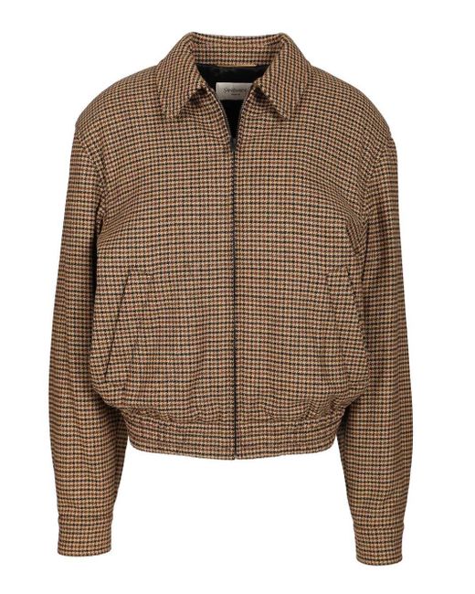 Saint Laurent Brown Houndstooth Padded Jacket