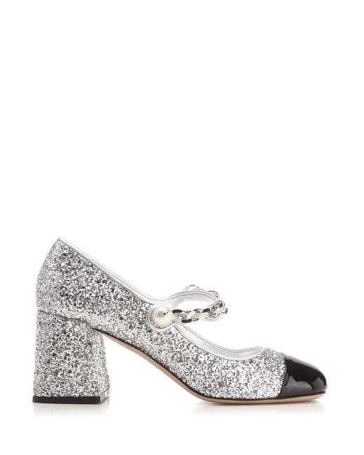 miu miu glitter mary jane pumps