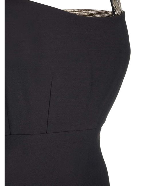 Roland Mouret Black Strapless Wool Silk Mini Dress