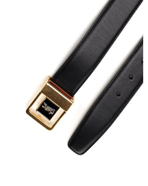 Saint Laurent Black Patent Calfskin Belt