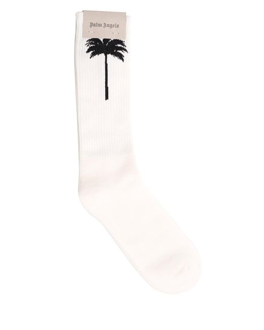 Palm Angels White Stretch Cotton Socks