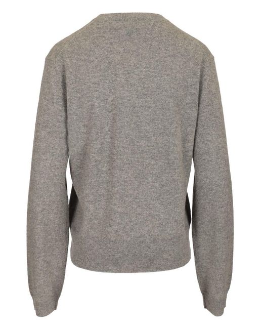 Totême  Gray Cashmere V-Necked Jumper