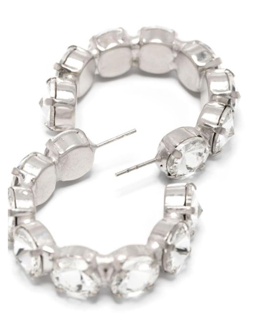 Forte Forte White Crystal-embellished Hoop Earrings