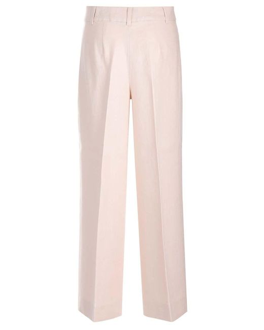 Max Mara Pink Double Pleats Linen Trousers