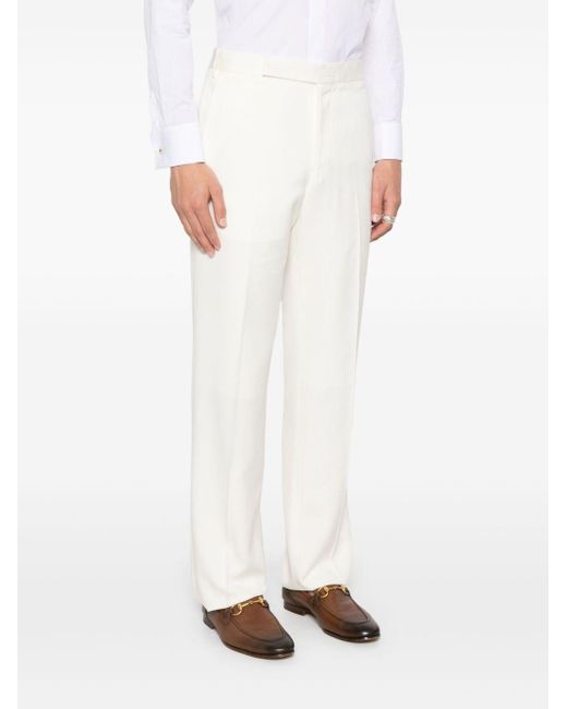 Lardini White Flamed Viscose And Silk Trousers for men