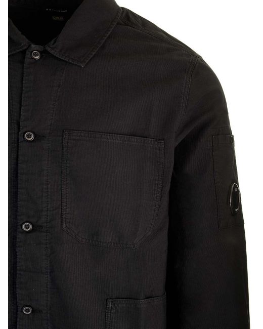 C P Company Black Multi-pocket Overshirt for men