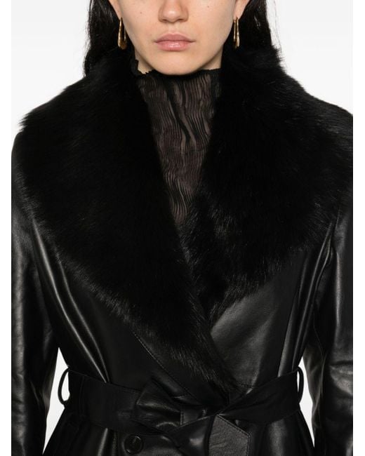 Arma Black "manon" Leather Coat