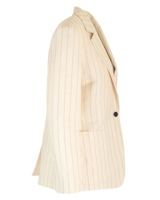Max Mara Natural Single-breasted Cotton-linen Blazer
